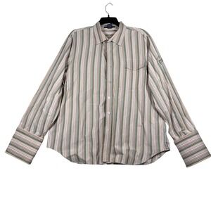 Le Jean de‎ Marithe Francois Girbaud Striped Shirt Men's XL Vintage Y2K